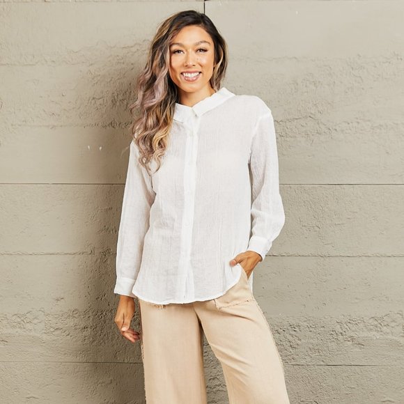 Petal Dew Take Me Out Lightweight Button Down Top - Picture 5 of 6